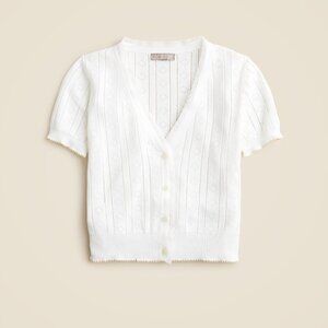 J. Crew Pointelle short-sleeve V-neck cardigan in premium ultra-fine cotton